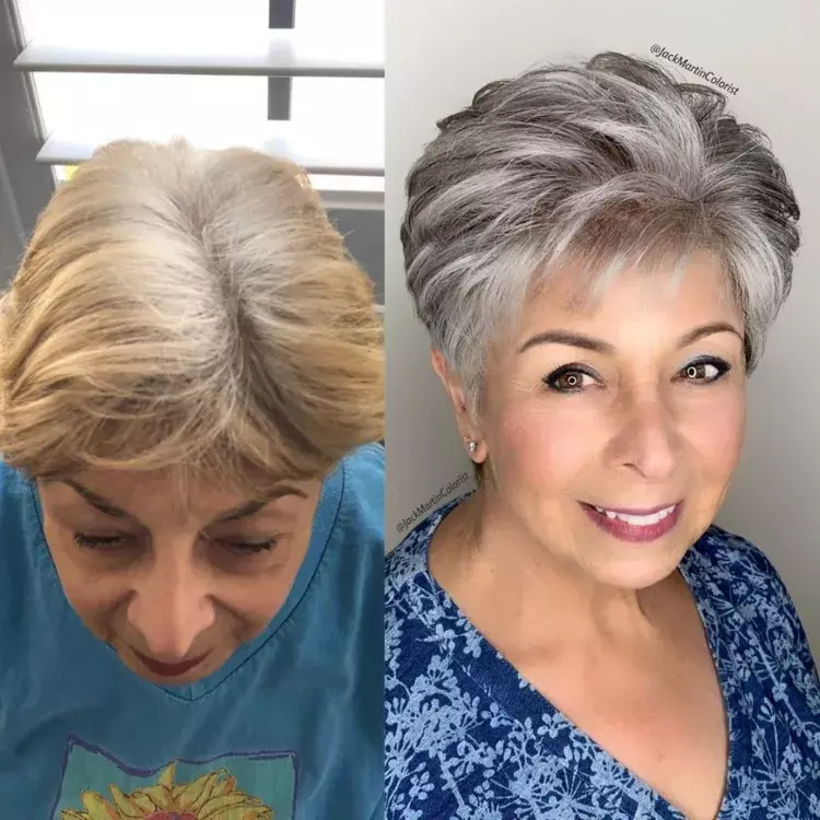coupe courte femme 60 ans avec mèches idée cheveux fins 2023