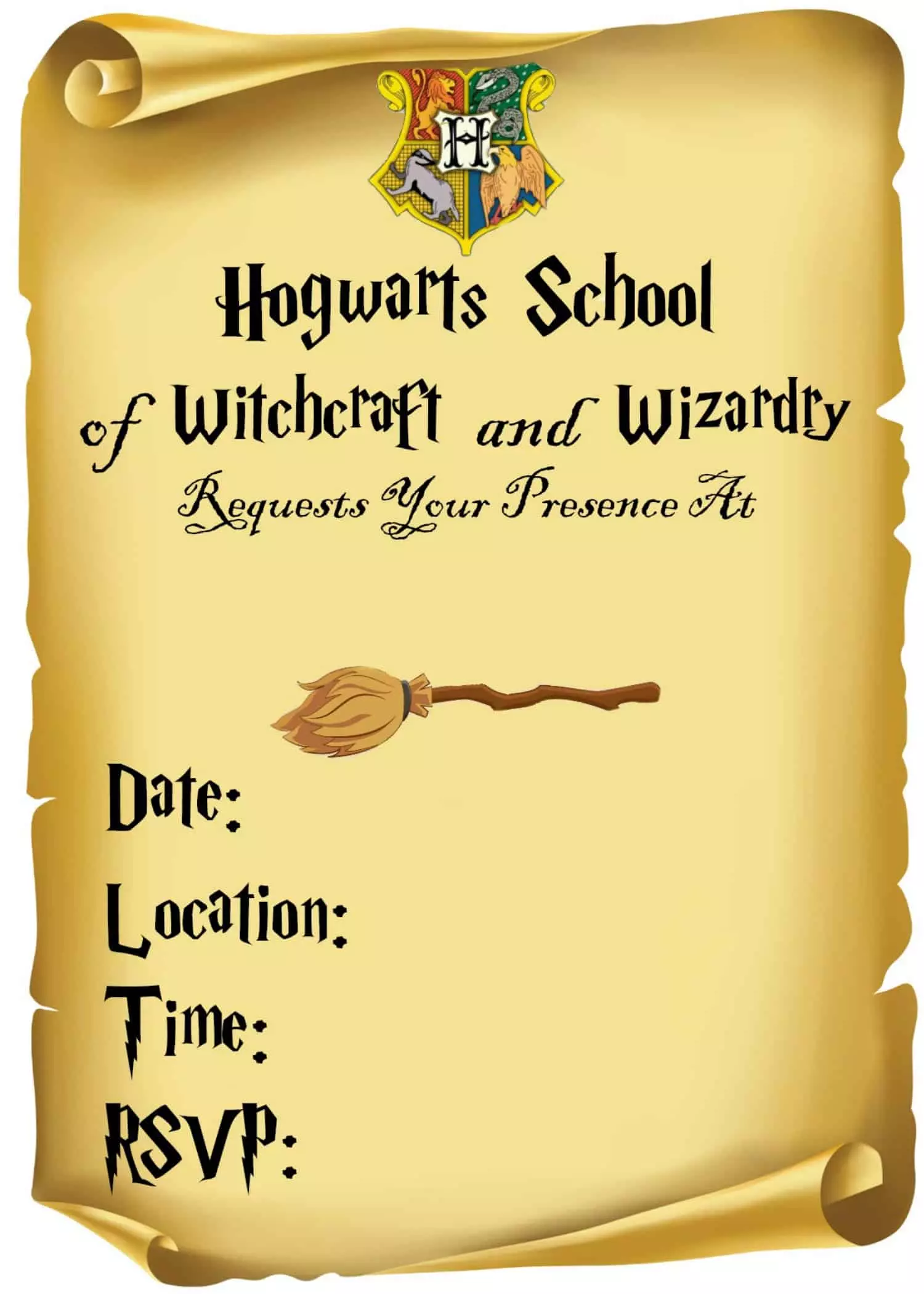 Harry Potter invitations 8.5x11