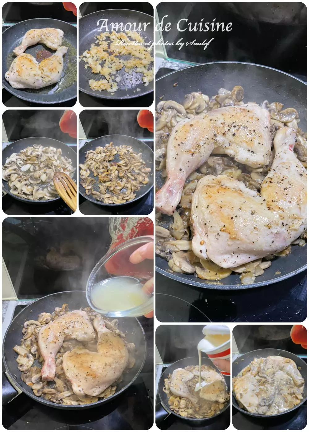 Cuisses de poulet au citron et champignons