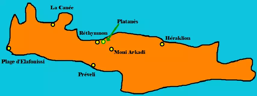 Carte de notre séjour en Crète